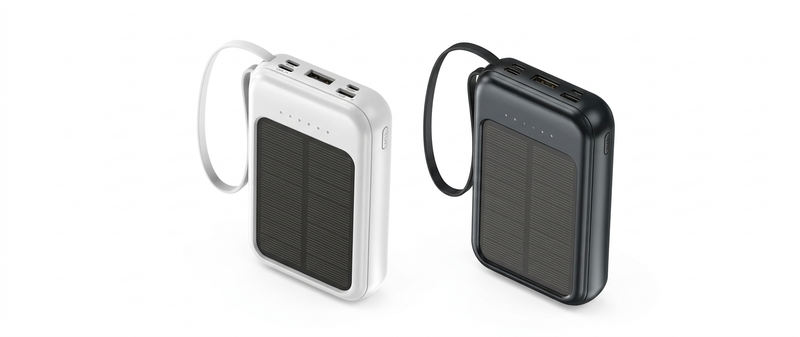 Power bank solare da 10.000 mAh con cavo